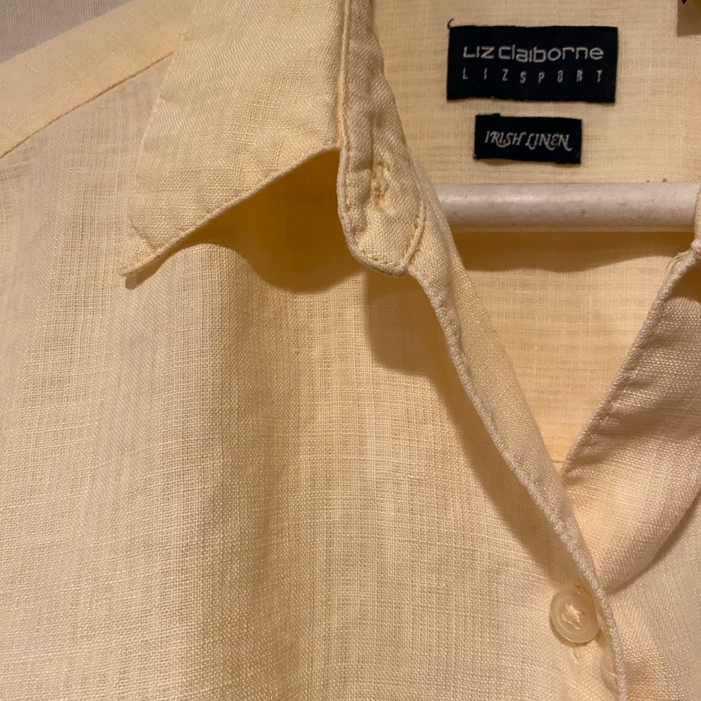 Liz Claiborne Liz Sport Irish Linen Peach Colored Button Down Shirt